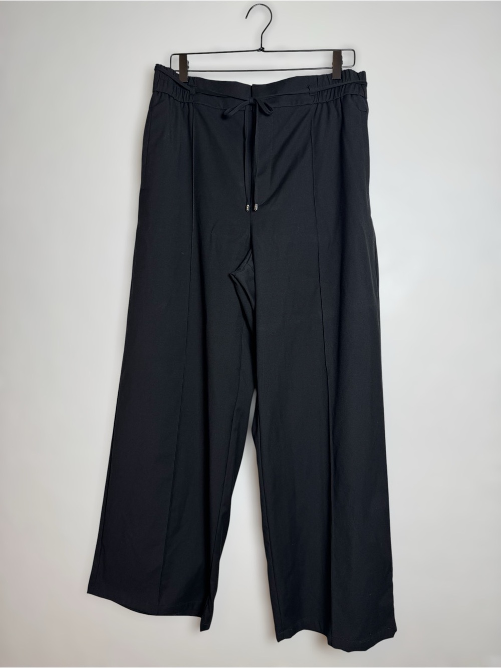 Zara Black Wide Leg Trousers Pintuck Pants XL